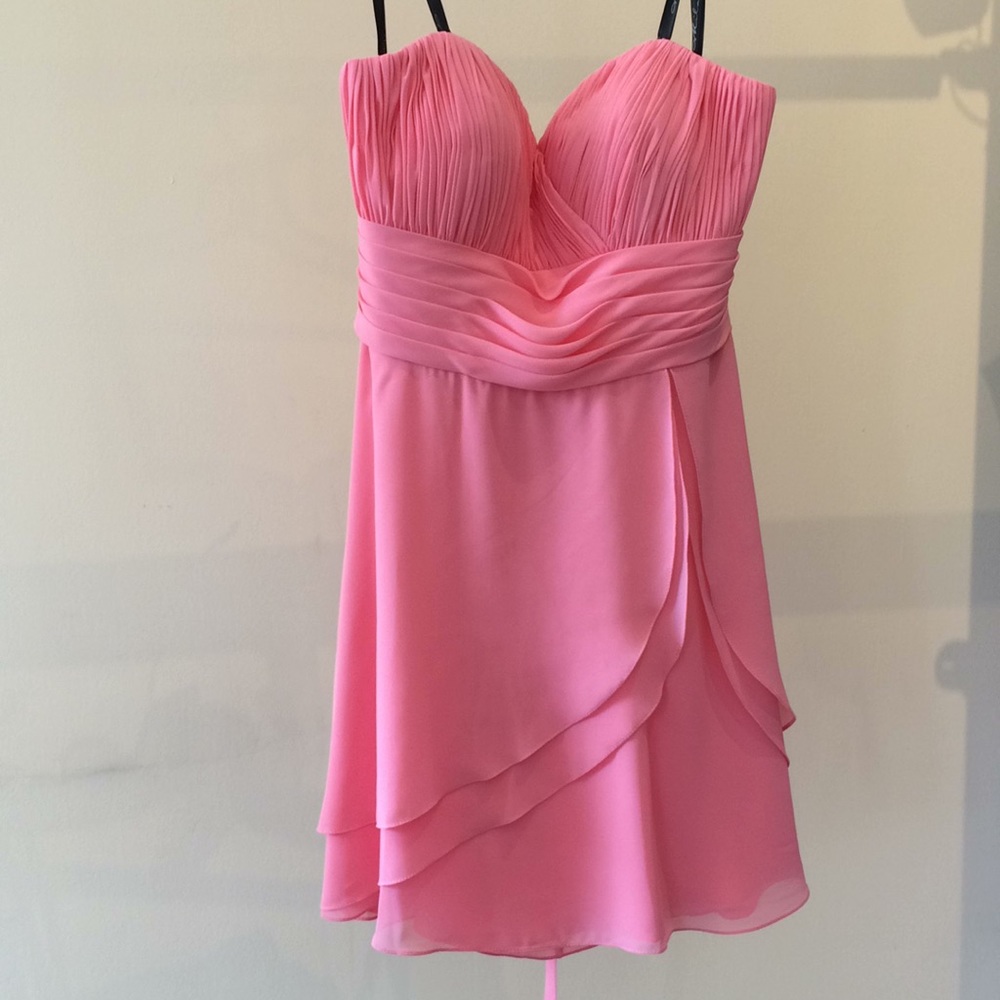 New! Coral, Knee Length, strapless dress.